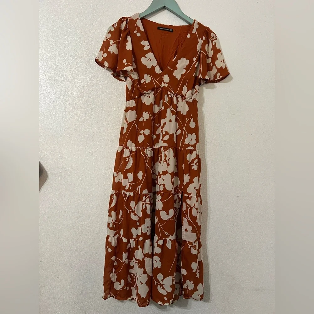 Abercrombie & Fitch Floral Orange Maxi Dress